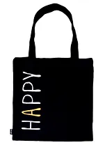 Сумка-шоппер Happy, черная (текстиль) (40х32) (СК2021-78)