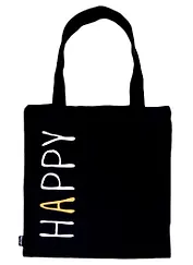 Сумка-шоппер Happy, черная (текстиль) (40х32) (СК2021-78)