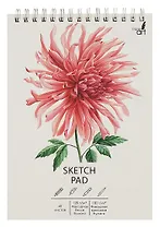 Скетчбук А5 40л "Георгин" комбинир.блок, тв.обложка, софт.тач., евроспираль