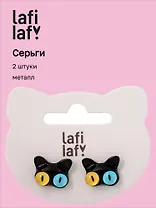 Сережки Котики с глазками черные (2шт) (металл) (12-03907-B26) (Lafilaf)