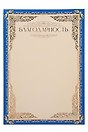 Благодарность А4, тиснение золотой фольгой, синяя, Listoff, 5 штук