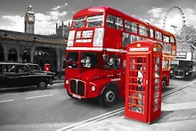 Постер Лондонский автобус и телефонная будка (PH0354) (61х91)