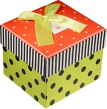 Коробка подарочная "Сердечки и горошек" красная крышечка 11*10*8.5см