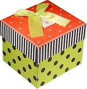 Коробка подарочная "Сердечки и горошек" красная крышечка 11*10*8.5см