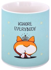 Кружка Корги с короной Ignore everybody (керамика, деколь) (330мл) (коробка)