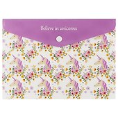 Папка -конверт «Believe in unicorns» А5 на кнопке - 0