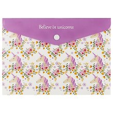 Папка -конверт «Believe in unicorns» А5 на кнопке