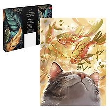 Картина-раскраска по номерам «Кот с рыбами», 30 х 40 см, с поталью, Феникс+