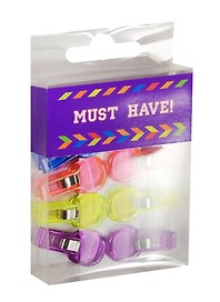 Зажимы для бумаг «Лопатки» Must Have!, 8 штук, неон