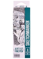 Ручки капиллярные 6цв Artist fine pen Grey, к/к, Sketchmarker