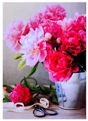 Алмазная мозаика квадратная 22x32 (класс.) (25 цв.) Свежесрезанные розовые пионы. ( Арт. F3-027)