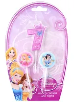 Набор свечей для торта цифра 7 Дисней Принцессы (3 шт) (7 см)