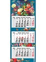 Календарь квартальный 2027г 340*840 "Цветы" настенный, трёхблочный