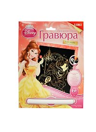 LORI Грд-009 Гравюра Принцессы Disney Красавица и чудовище золотой металлик (6+) (без рамки) (упаковка)