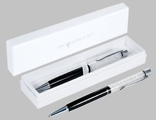 Ручка подарочная шариковая синяя "Glam Shine" черн.корпус, чешск.кристаллы, карт.футляр, Silwerhof