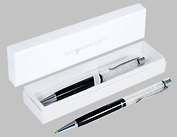 Ручка подарочная шариковая синяя "Glam Shine" черн.корпус, чешск.кристаллы, карт.футляр, Silwerhof
