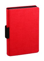 Книга для записей А5 96л кл. красн.иск.кожа, тв.переплет, петля для ручки на корешке, тонир.офсет кл., лин., тчк., инд.уп.