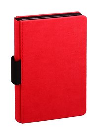 Книга для записей А5 96л кл. красн.иск.кожа, тв.переплет, петля для ручки на корешке, тонир.офсет кл., лин., тчк., инд.уп.