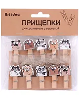 Прищепки декоративные с веревкой "Animal"