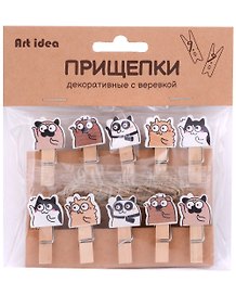 Прищепки декоративные с веревкой "Animal"