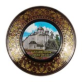 Тарелка декоративная черная (15см) (фарфор) (Великий Новгород) (15BL-28K11)