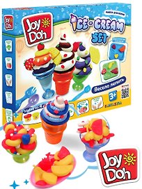 Масса для лепки Joy Doh, набор Ice-cream Set - Мороженое, доп. пресс-формы для фруктов, 10 аксессуаров, 4 баночки с тестом (4 х 50г)