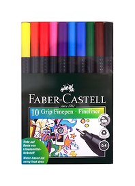 Капиллярная ручка 10 цветов 0,4 мм, Grip Finepen, Faber-Castell