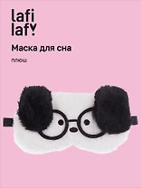 Маска для сна «Собачка белая в очках с черными ушами», плюш, Lafilaf