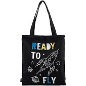 Сумка-шоппер Ready to fly (ракета) черная, текстиль 40см.*32см. - 0