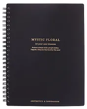 Тетрадь 120 листов в клетку "Blossom", черный, на спирали