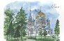 Открытка Омск акварель "Успенский собор"