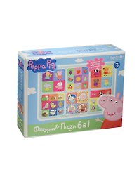 Фигурный пазл «Герои и предметы» Peppa Pig, 6в1 развивающий, Origami