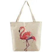Сумка-шоппер на молнии Фламинго акварель (43х40) (текстиль)