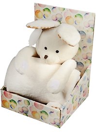 Плед с игрушкой Зайчик в клеточку (100х75)  (h игрушки 25см) (851-014)