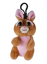 Игрушка мягкая, Feisty Pets, Заяц коричневый, (два выражения мордочки), 11 см, с карабином FP004M