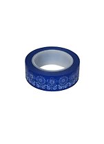 Скотч декоративный бумажный Синий цветочный контур (859172) (1,5см х 9м) (упаковка)