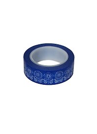 Скотч декоративный бумажный Синий цветочный контур (859172) (1,5см х 9м) (упаковка)
