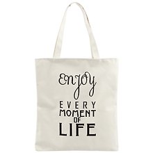 Сумка-шоппер на молнии Enjoy every moment, белая 37*38см