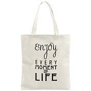 Сумка-шоппер на молнии Enjoy every moment, белая 37*38см