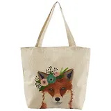 Сумка-шоппер на молнии Лиса акварель (43х40) (текстиль)