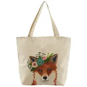 Сумка-шоппер на молнии Лиса акварель (43х40) (текстиль)