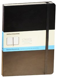 Книга для записей А5, 120 листов в точку "Classic Large", черная, жесткая обложка, резинка, Moleskine