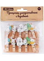 Прищепки декоративные с веревкой «Зайки», 10 шт.