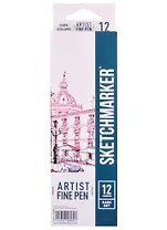 Ручки капиллярные 12цв Artist fine pen Dark colors, к/к, Sketchmarker