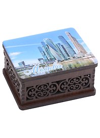 ГС Шкатулка малая резная с заливкой смола Москва вид 8 (хдф) (95 x 65 x 52 мм)