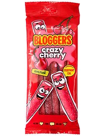 Мармелад жевательный BLOGGERS Крейзи черри, Вишня (трубочка), 75г