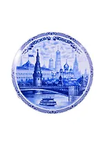 Тарелка Москва Панорама фарф.синий рис.D20 (20-7-17)