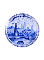 Тарелка Москва Панорама фарф.синий рис.D20 (20-7-17)