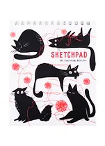 Скетчбук А6 60л "Черные коты" белый офсет, 80г/м2, тв.обложка, гребень