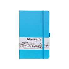 Скетчбук 13*21 80л "Sketchmarker" синий неон, 140г/м2, слоновая кость, тв.обл.